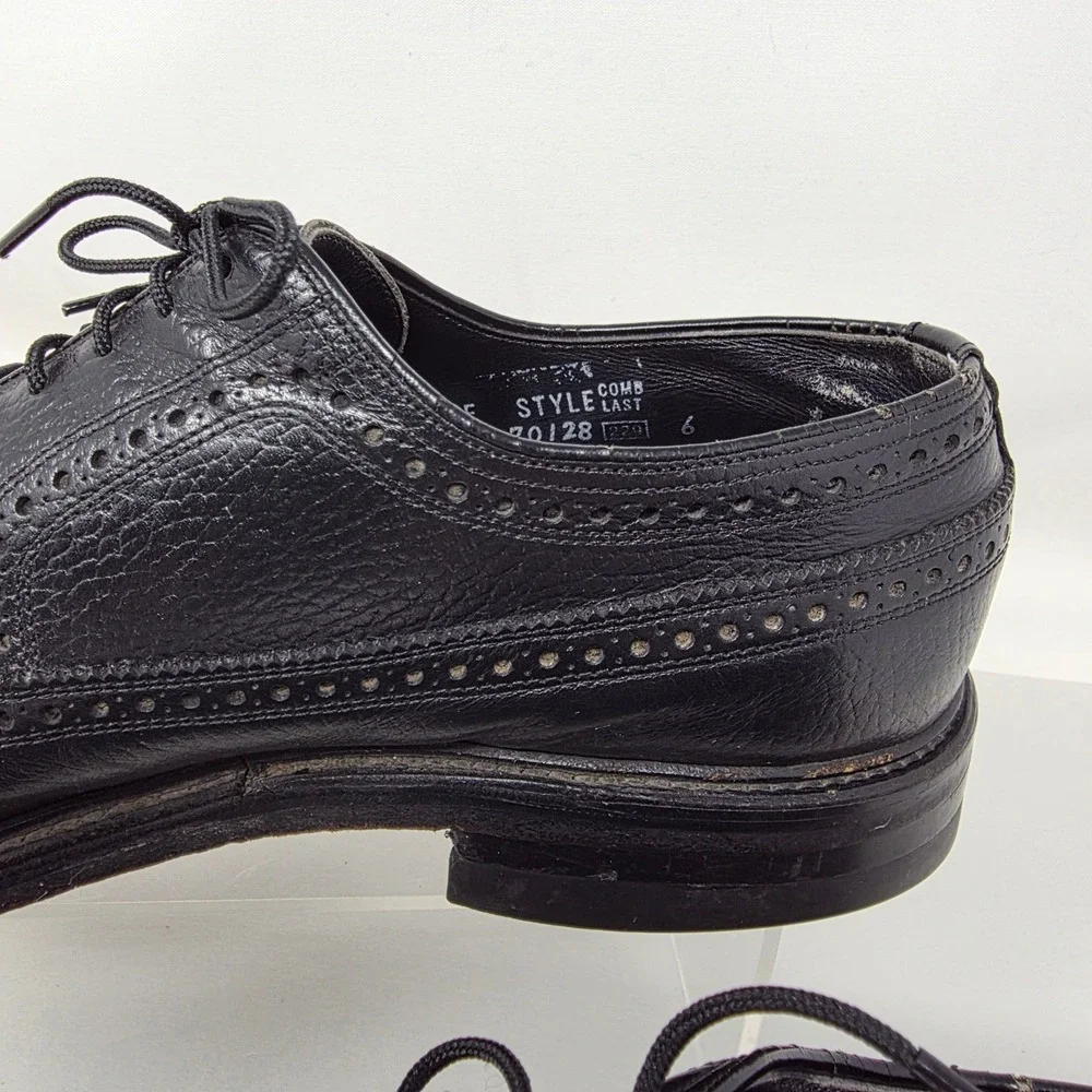 Hanover Wingtip Brogue Oxfords Mens 9 D 70128 Black Leather Dress Shoes USA Made